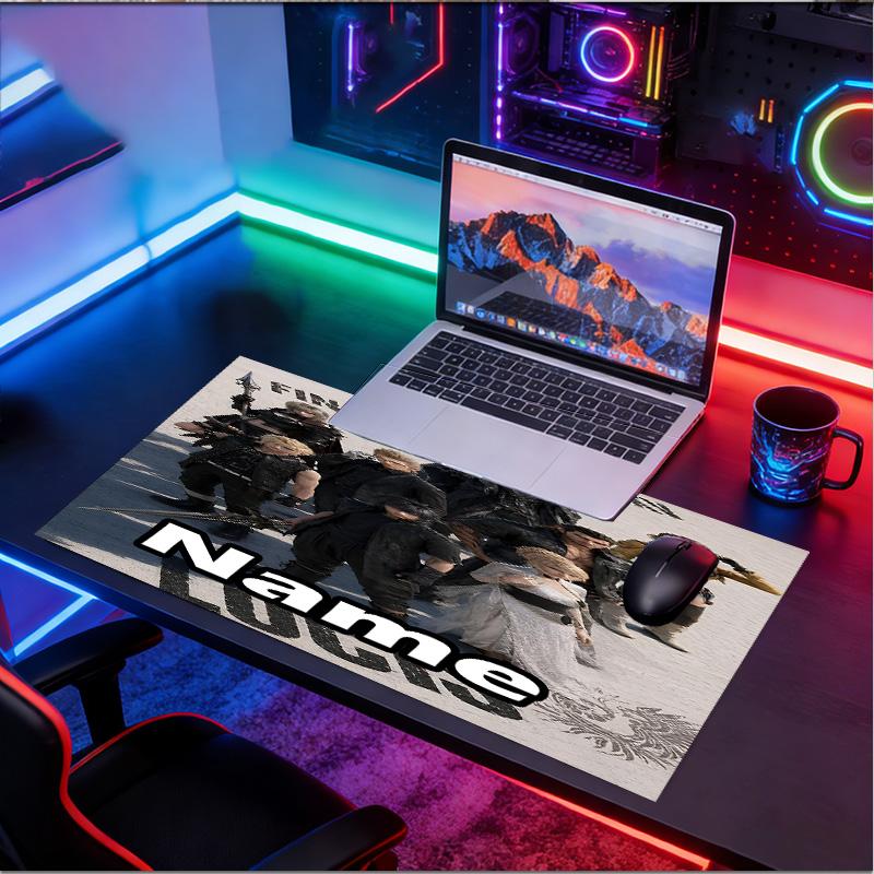 Custom Name Personalized Final Fantasy Pattern Mousepad, Laptop PC Desk Mat, Decorative Desk Mat for Home Keyboard Pad Gift