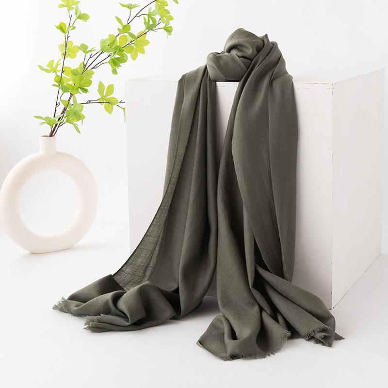 Solid Color Wool Scarf Women's Soft Four Season New Cashmere Scarf Warm Scarf Dual-use Tassel Shawl