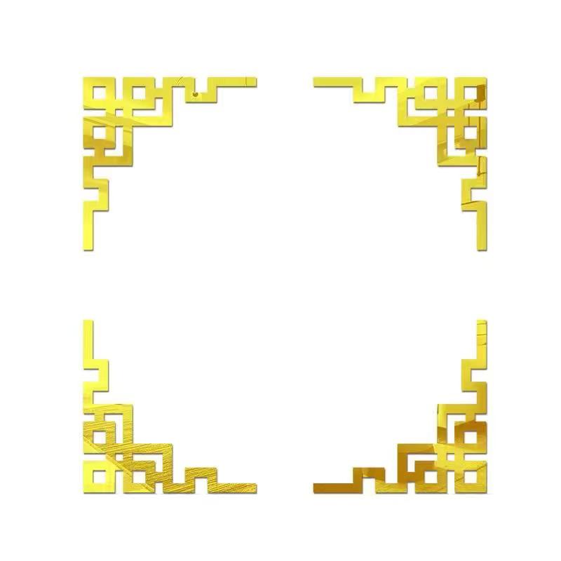 4pcs Corner Mirror Sticker Acrylic 3D Wall Stickers Self-adhesive Cabinet Edge Building Border Living Room Bedroom Home Decor