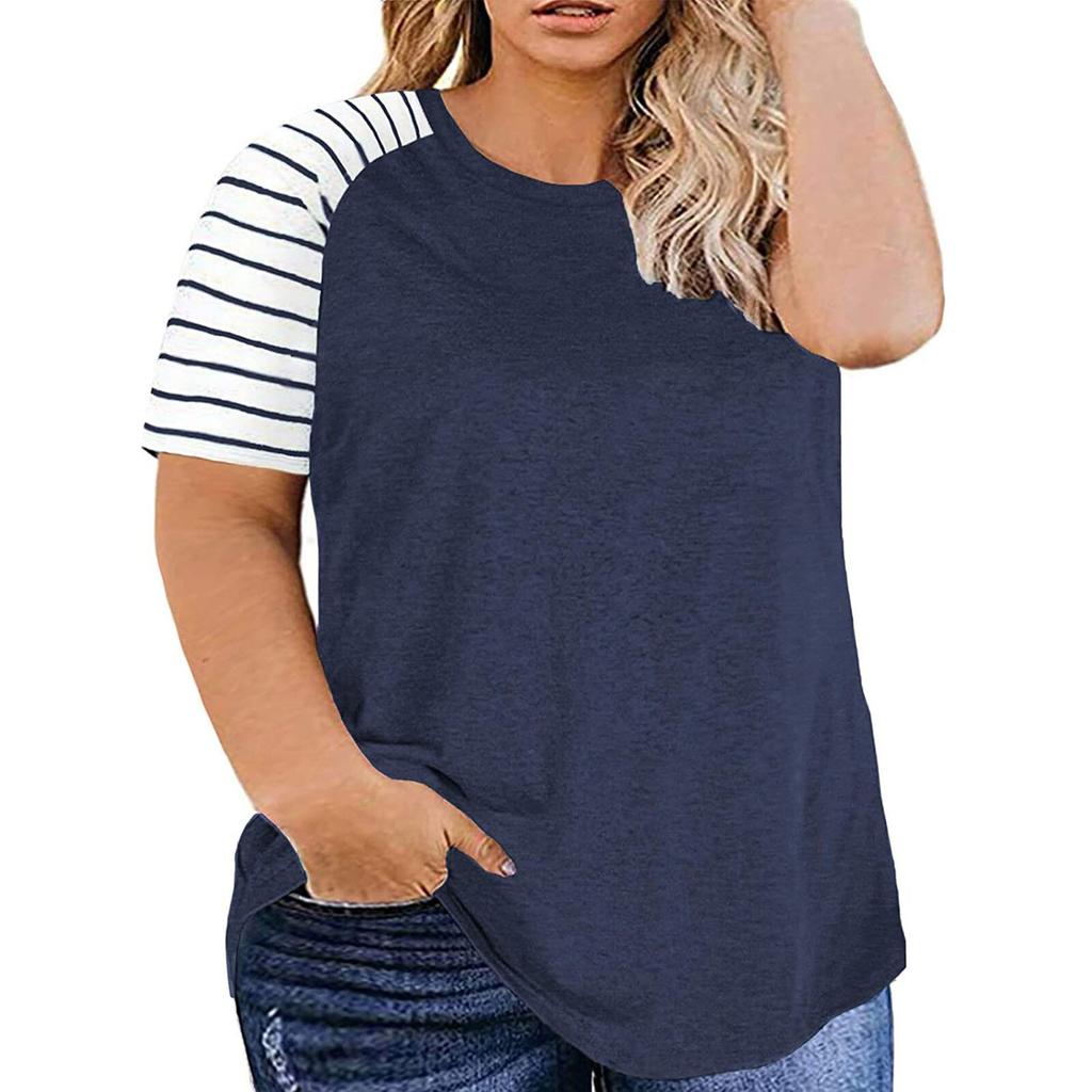 Women Plus Size Short Sleeve T‑Shirt Crew Neck Loose Fit Casual Summer Tops For XL‑4XL
