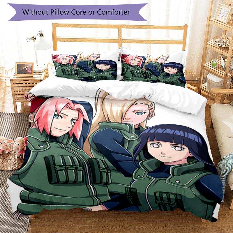 3pcs NARUTO Design Cover Set - HD Printed Bedding with 1 Cover and 2 Pillowcases - Perfect for Home and Dorm Decor