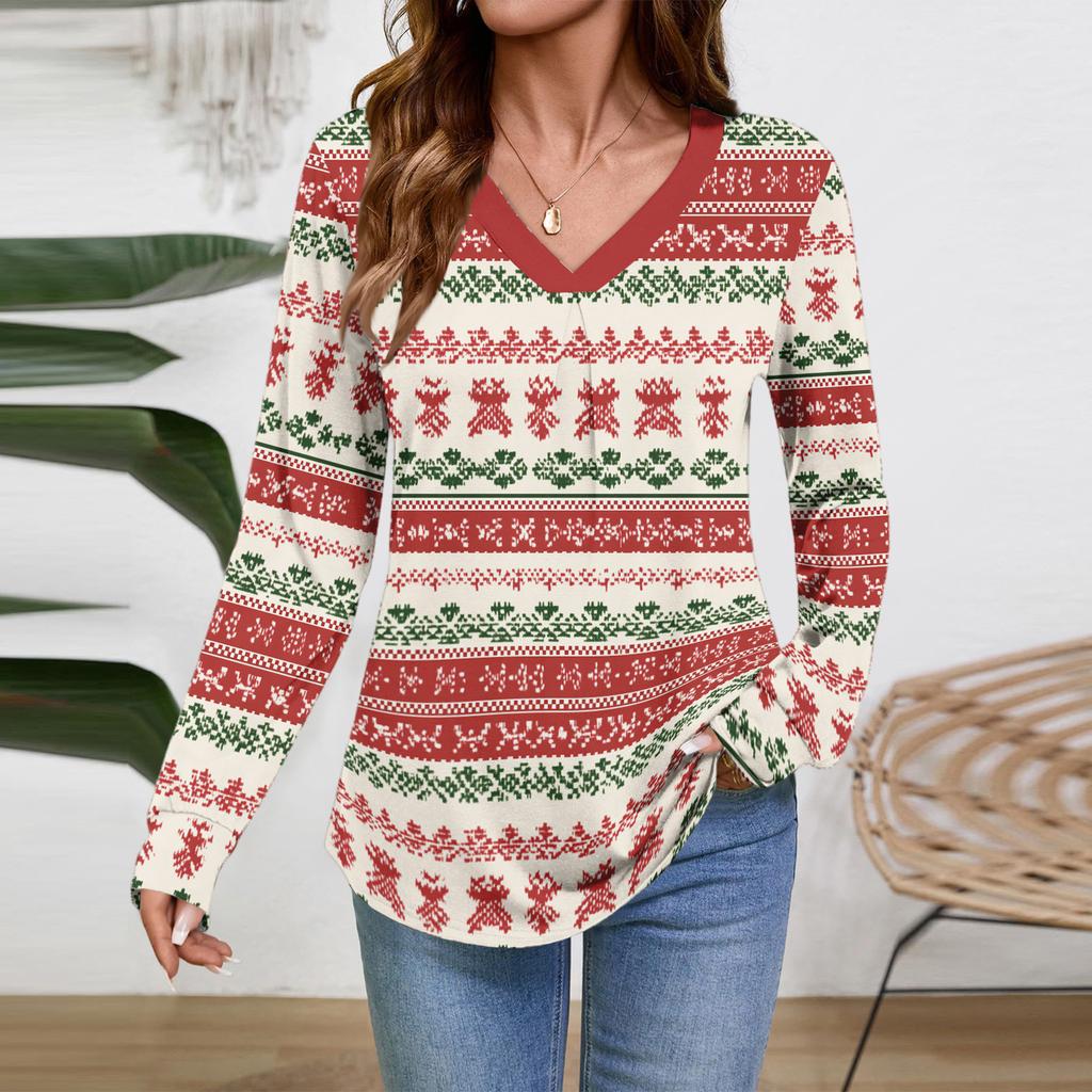 Women Long Sleeve Tops Dressy Casual V Neck Tshirts Basics Tee Vacation Fall Fashion Clothes