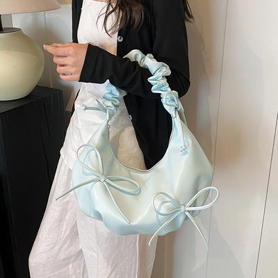 Yunduo Folded Bag Large Capacity Single-shoulder Armpit Dumpling Bag Lightweight Niche Soft Face Drawstring Bow Crossbody Bag