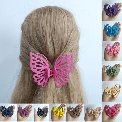 9cm Süße Frauen Mädchen Junge Mode Geschenk Hinterkopfspange Haarnadel Bonbonfarbe Einlagig Hohl Flügel Antennen Schmetterling Haarspange