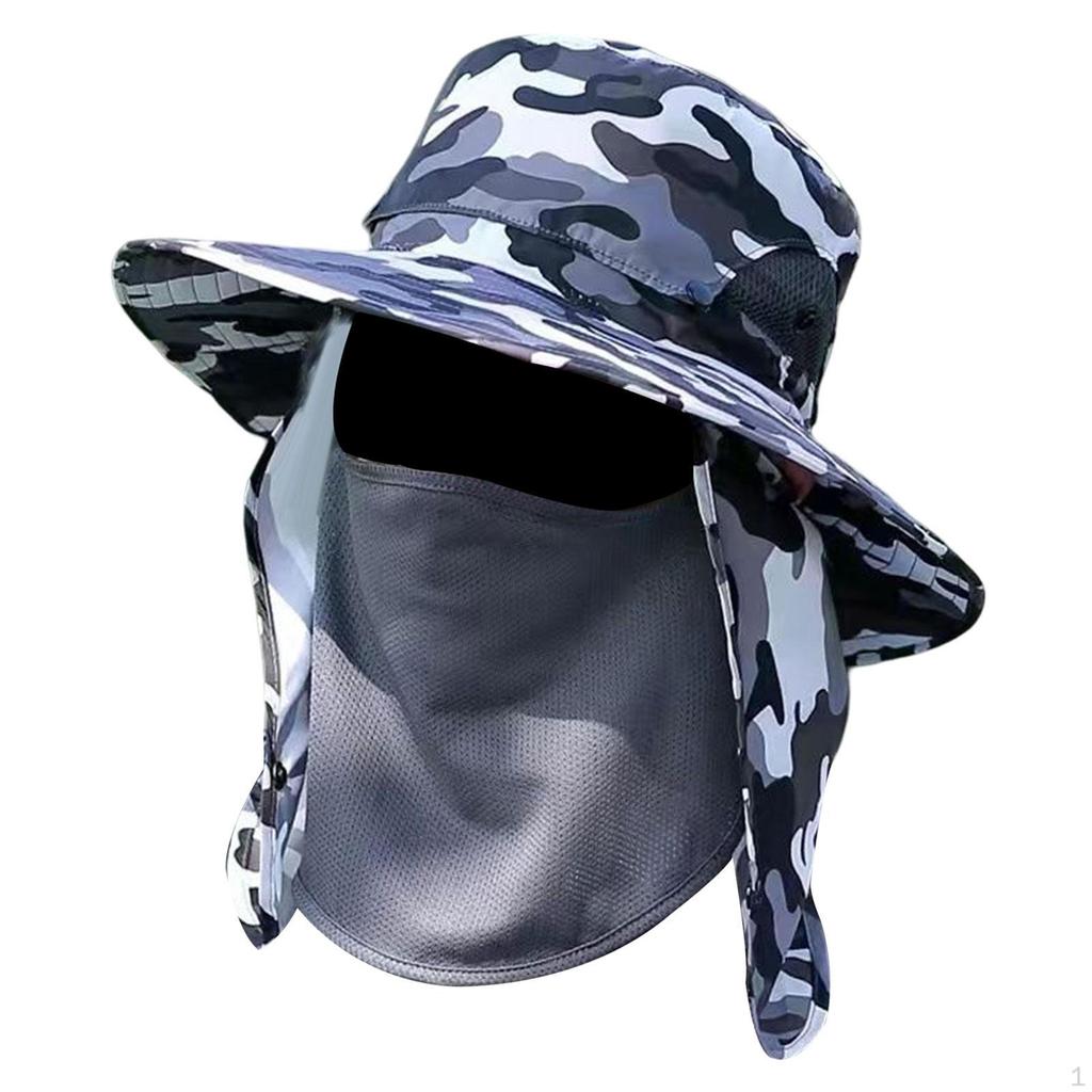Lightweight Sun Hat with Detachable Face Neck Flap Cover for Outdoor Activities