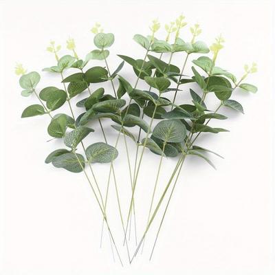 10PCS Künstliche Grüne Pflanze Eukalyptus Blume Kopf Blume Anordnung Dekorative Zubehör Vase Blatt Dekoration
