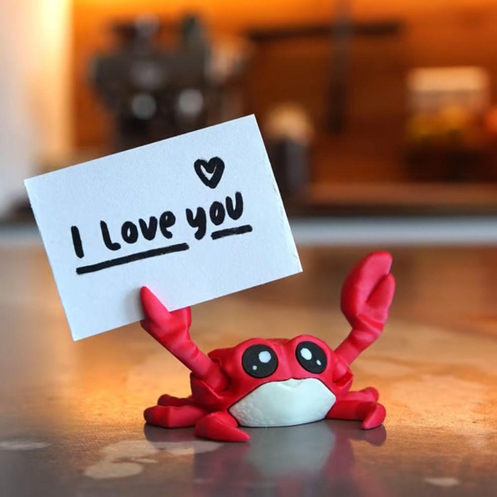 3D Printed Note Clamp Crab Paper Clamp Unique Card Holder  Desktop Decoration