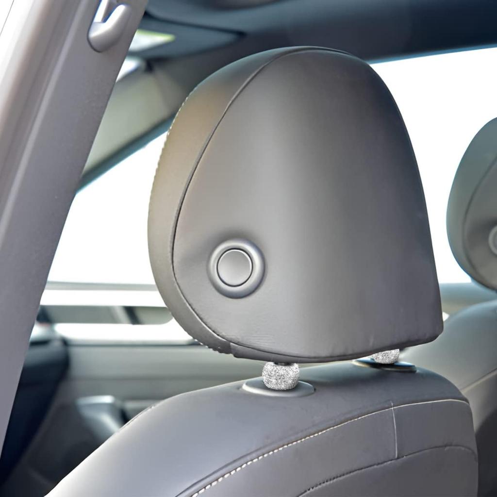 BELOMI 4 Pack Car Headrest Collars, Bling Car Head Rest Collars Rings Decor, Rhinestone Car Head Rest Collars, Diamond Interior Car Seat Accessory