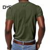 Men's V-Neck Corduroy T-Shirt Summer Ribbed Knit Tee Shirt Short Sleeve Casual Business Top for Work Vacation Street