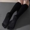 Pilates Yoga Socks Women Solid Color Cotton Knee Socks Stockings Professional Non-slip Five Toes Indoor Floor Dance Sports Socks