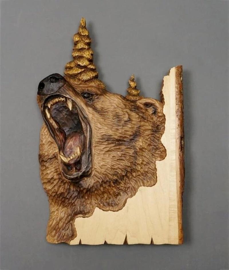 Animal Carving Handcraft Gift Wall Hanging Decor Handmade Wood Handicraft for Wild Nature Lover House Decoration