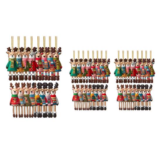 Weihnachts Rentier Hängeornamente 2D Holz Rentier Dekorationen Bunte Rentier Ornamente