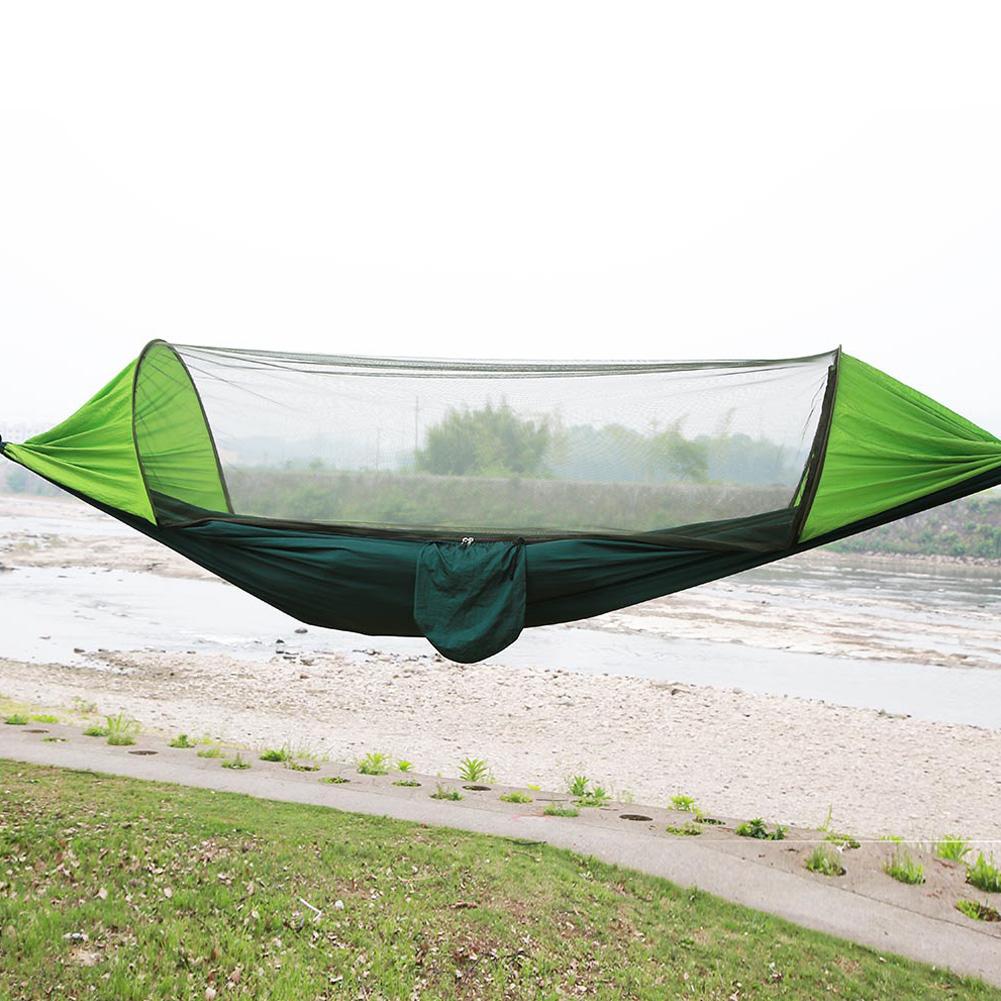 Double Portable Camping Travel Hammock Hanging Bed with Mosquito Net (Green)