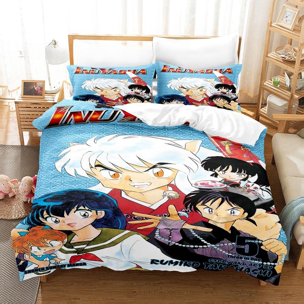 Neue Mode Inuyasha Bettwäsche Set Einzel Twin Full Queen King Size Bett Set Erwachsene Kind Schlafzimmer 3D Anime Bettlaken und Kissenbezüge