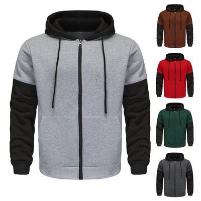 Kleurblok Heren Outdoor Casual Hoodie met Capuchon en Trekkoord
