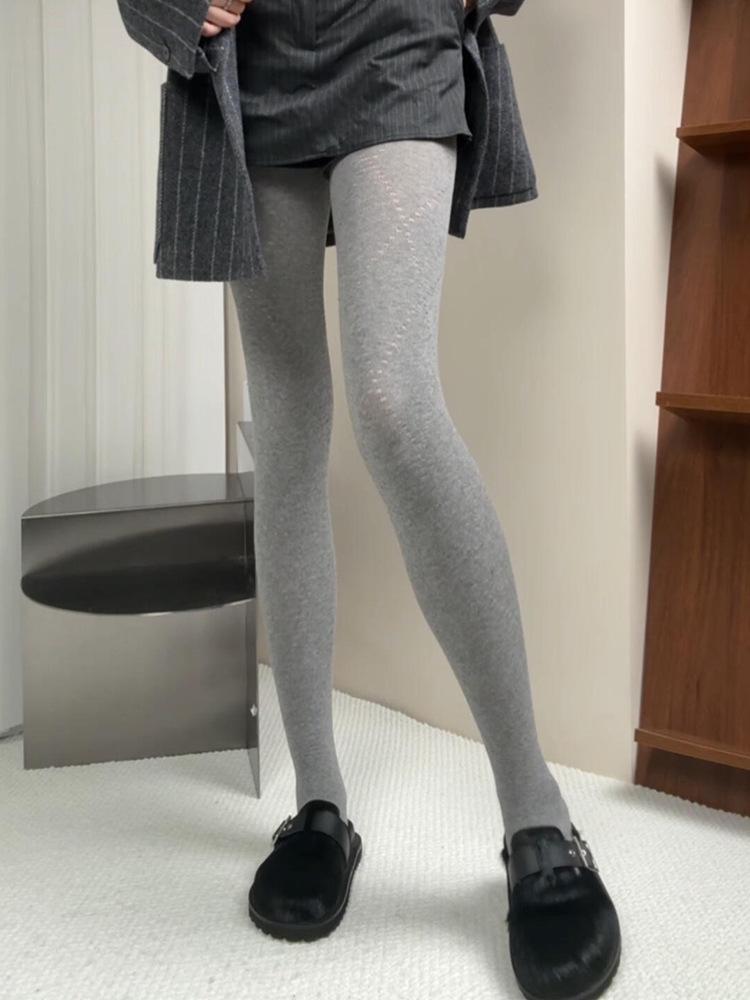 High-End Gray Rhombus Pattern Leggings Pantyhose Autumn And Winter Explosion Micro-Pressure Thin Small Fragrant Pantyhose Beautiful Leg Socks