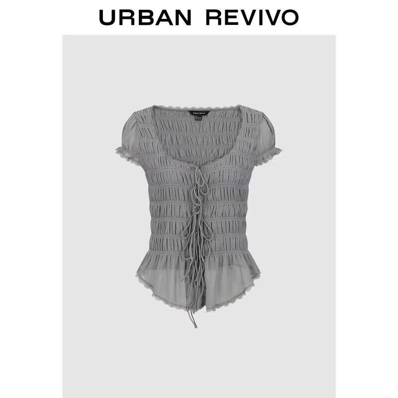 Women s Tie-Front Ruffle Blouse M
