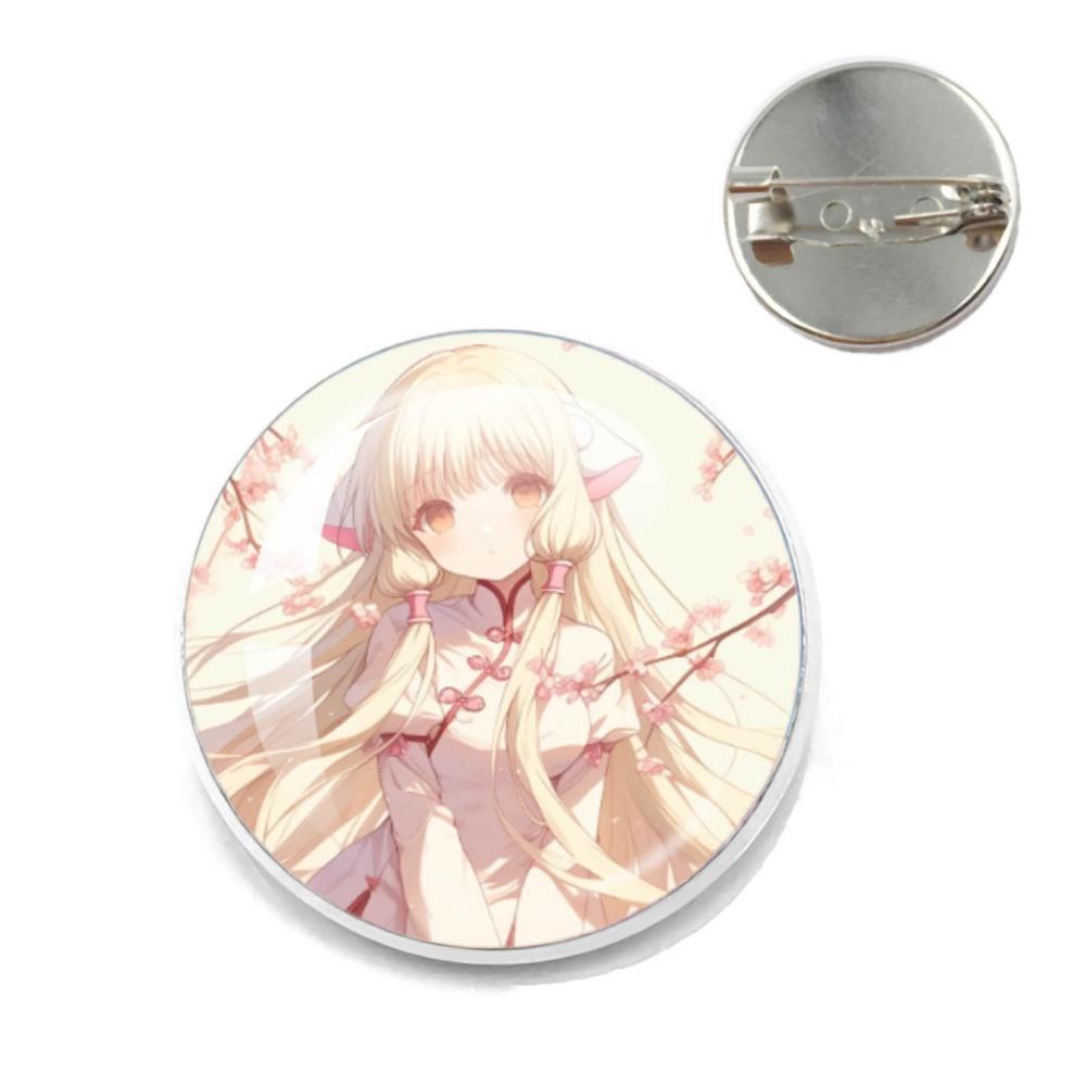 Anime Chobits Pin Metal Brooches Cute Collar Lapel Pin  Chi Cute Creative Funny Cartoon Badge Brooch Hat Lover Jewelry Gift