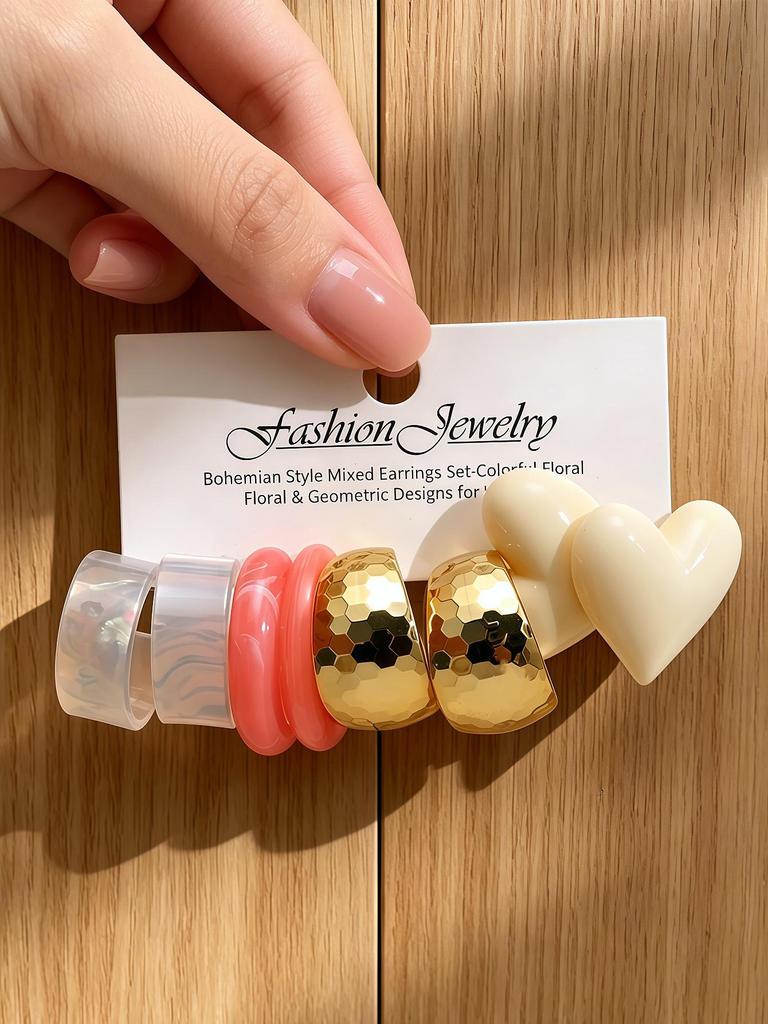 European 2026 C-Shaped Resin Earrings - Light Luxury Fashion with Creative Acetate Sheet Design
