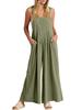 2023 European & American Women's Solid Color Casual Cotton Linen Strappy Jumpsuit