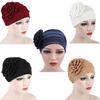 Turban Hat Stretchy Breathable Solid Color Women Side Flower Beanie Cap Headwear Hair Accessories