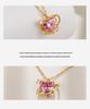 Ocean Heart LOVE Pink Zircon Necklace: 18K Gold-Clad 925 Silver