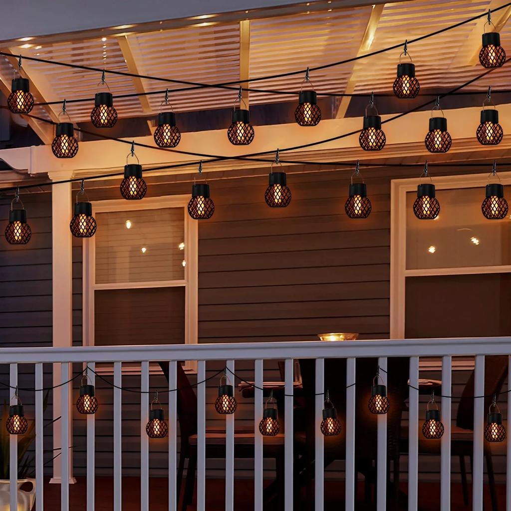 Solar Flame Lamp Outdoor Flame Small Hanging Ball Courtyard Villa Outdoor Decoration Holiday Decoration Atmosphere Flame Lamp