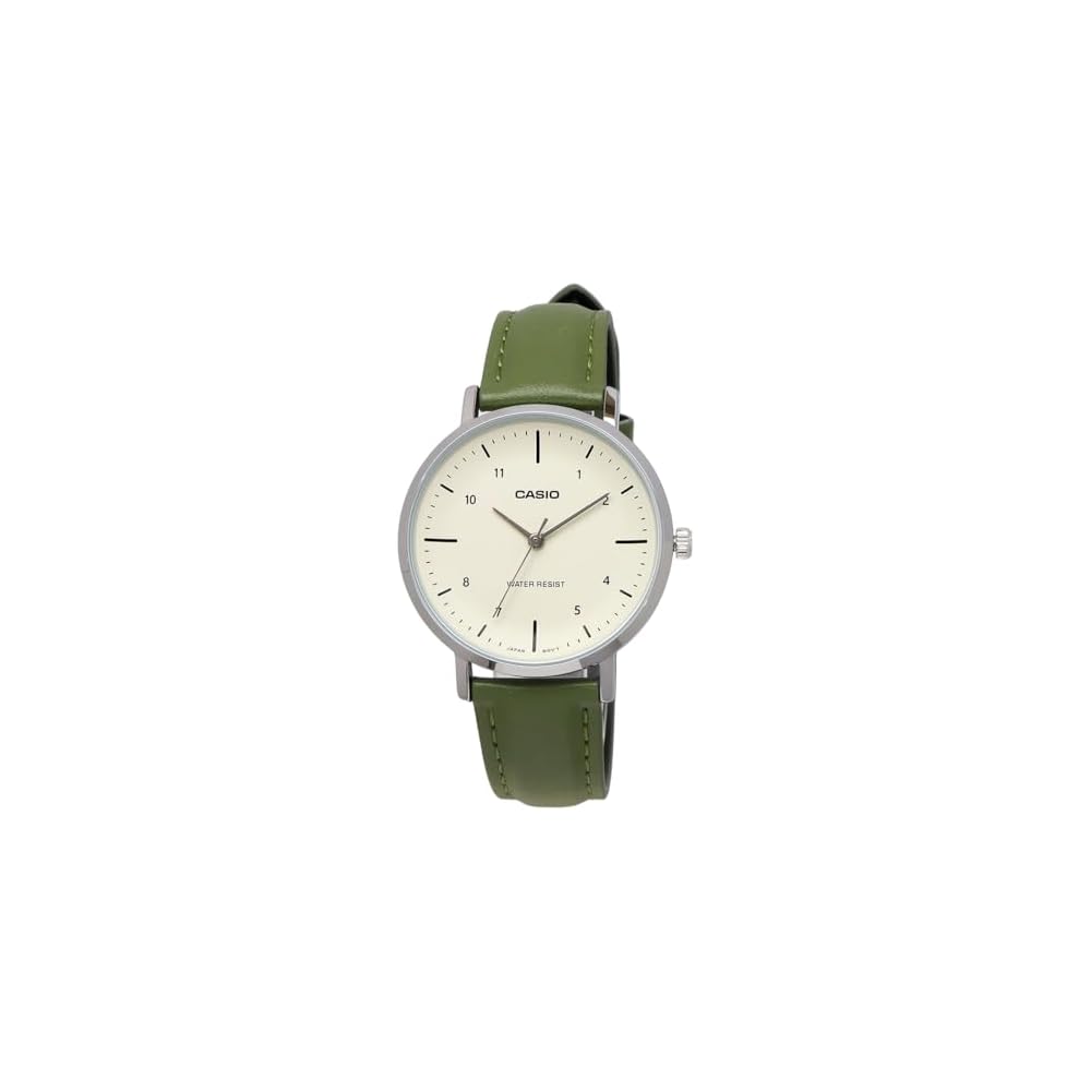 Casio LTP-VT03L-3B Analog Quartz Women's Watch Cream Green Leather Band Imported Model