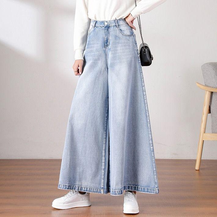 2026 Spring/Autumn High Waist European Chic Wide Leg Jeans for Women - Slimming, Loose Fit Trousers