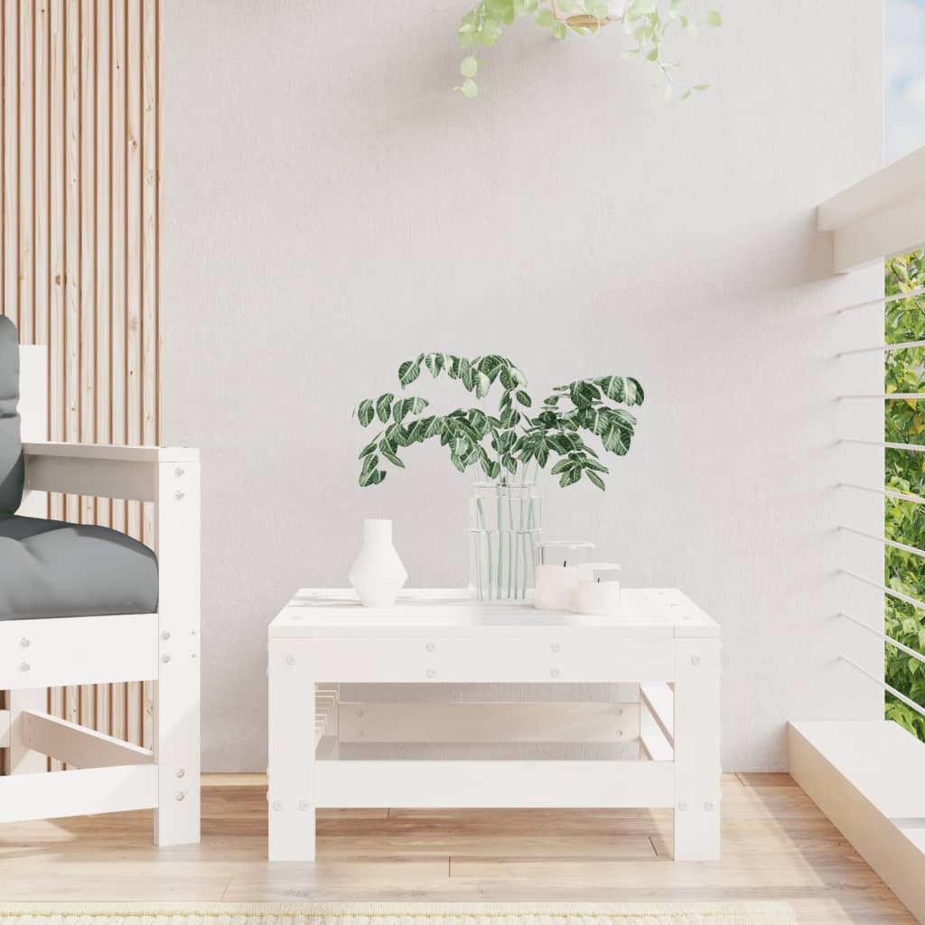 Garden Stool White Solid Pine Wood