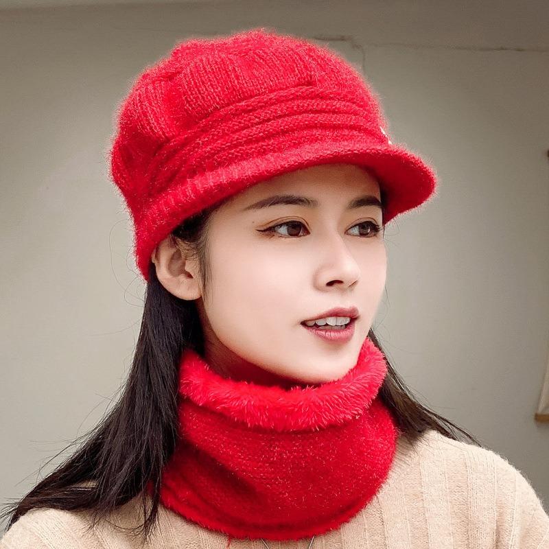 Autumn and Winter Hat Old Woman Warm Grandma Hat Mother Hat Old Lady Fleece Knitted Wool Hat