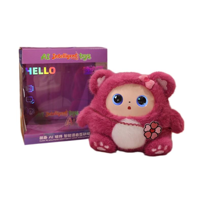 AI Pluche Speelgoed Met Slimme Stem En LED Ogen Interactieve Metgezel Oplaadbaar E-Huisdier Voor Kinderen En Volwassenen Cartoon Ede Cadeau