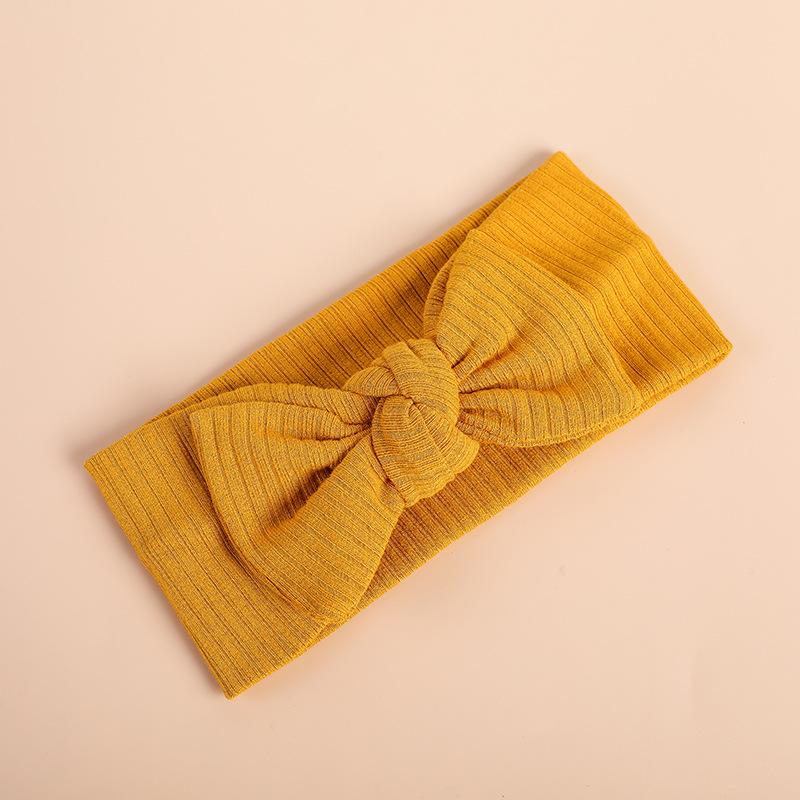 2022 Organic Cotton Baby Bow Knot Knitted Ribbed Infant Newborn Headbands for Babies 18 Colors Baby Accessories