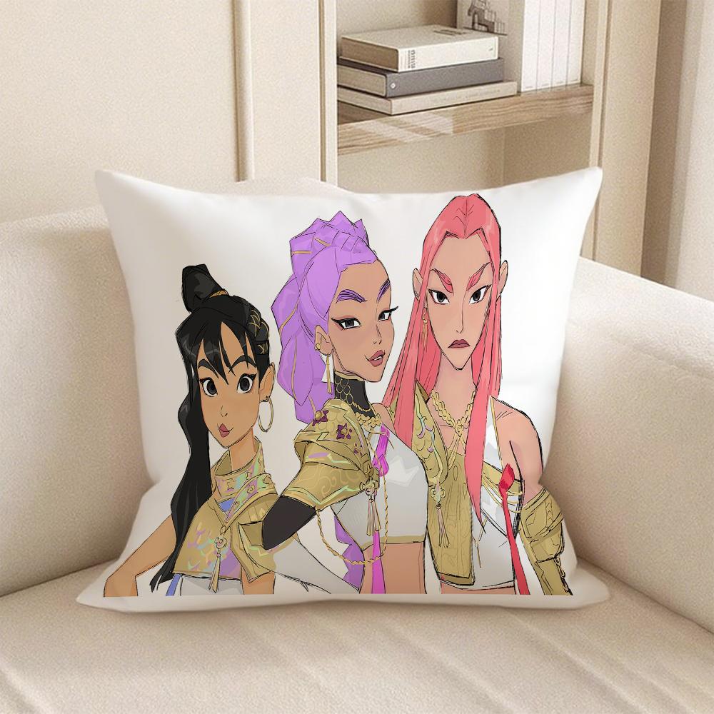 KPop Demon Hunters  Cute Anime On the Pillowcase: Colorful Characters and Fantasy Cats Fashion Home Decoration