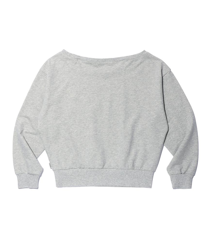 YOUHEE I Love Off Shoulder Sweatshirts Melange Gray