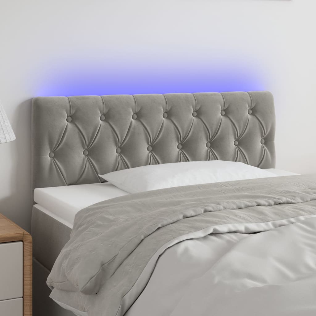 LED Headboard Light Grey 90x7x78 88 cm Velvet