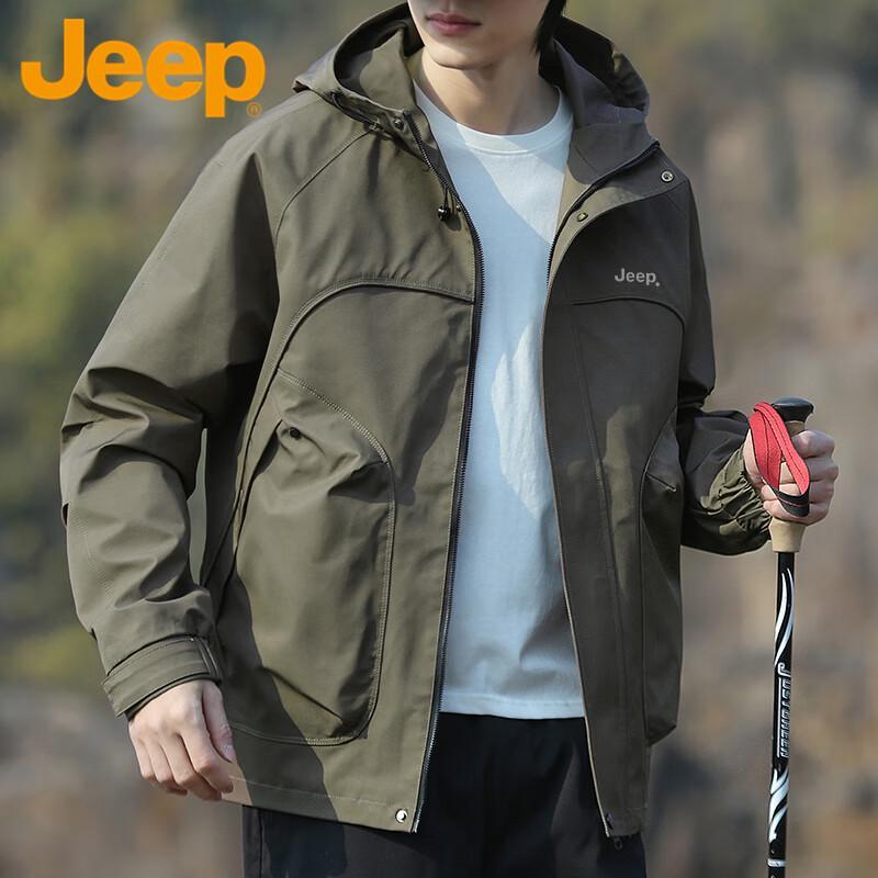 Jeep Men's Loose Hooded Outdoor Jacket