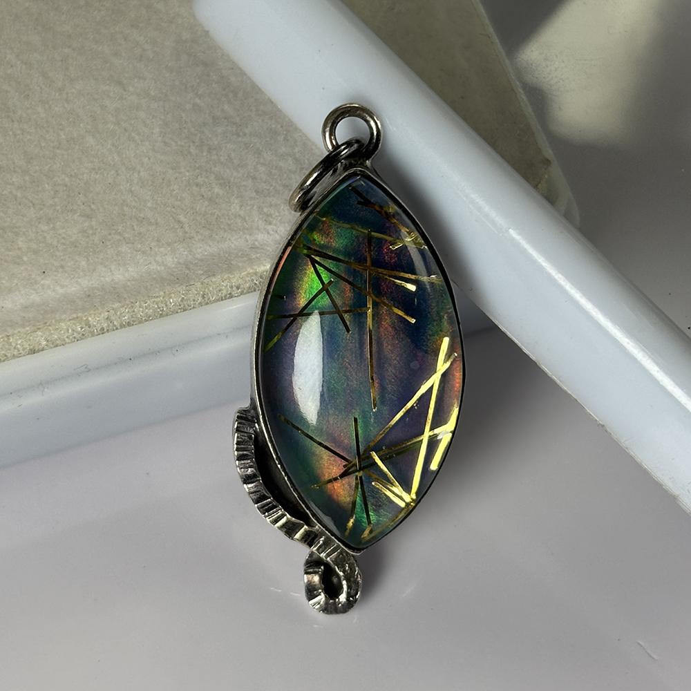 Natural Opal Pendant 37 ct Australian Marquise Cut 925 Sterling Silver October Birthday Birthstone