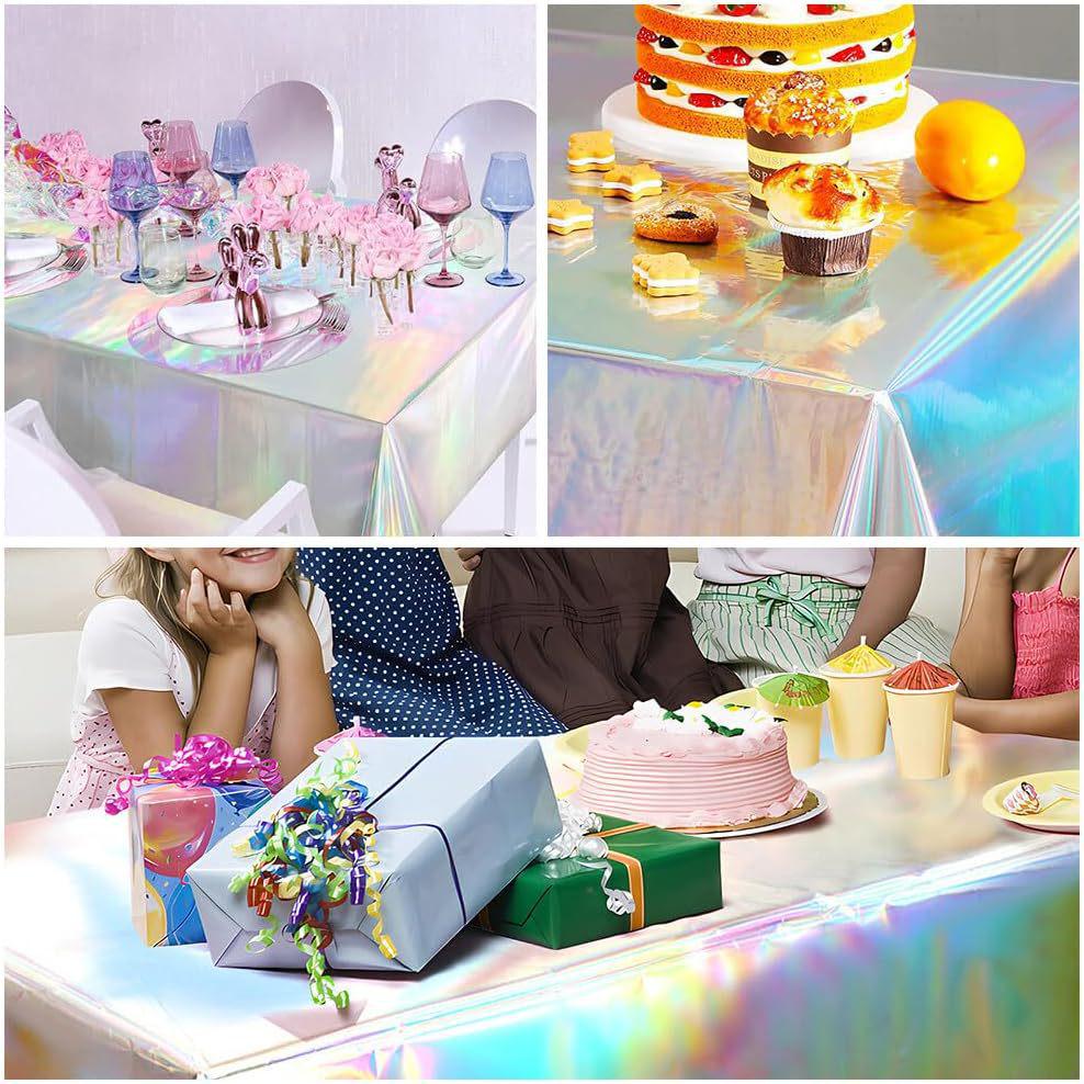Iridescent Rainbow Plastic Tablecloth for Christmas or Birthday Parties