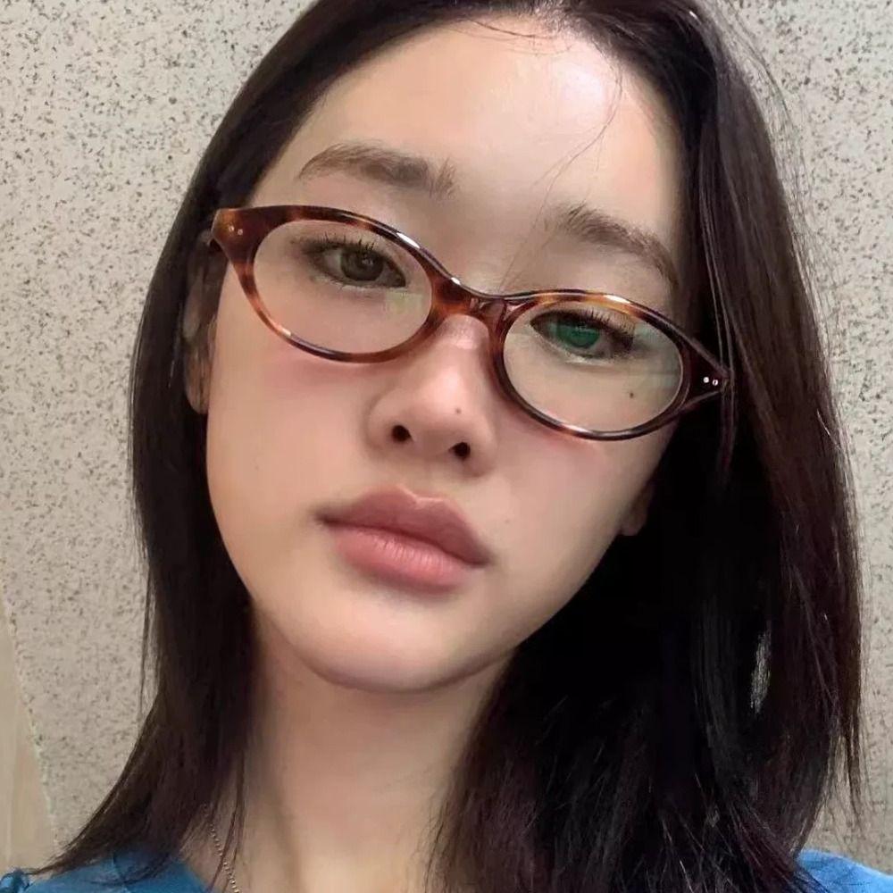 Anti Blue Light Flat Spectacle Glasses Round Frame Leopard Pattern Glasses  All-match