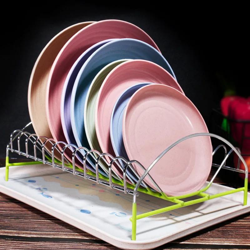4Pcs Eco-Friendly Biodegradable Unbreakable Dinner Plates Set Wheat Straw  Plastic For Picnic Dishes Restaurant Specialty Saucer