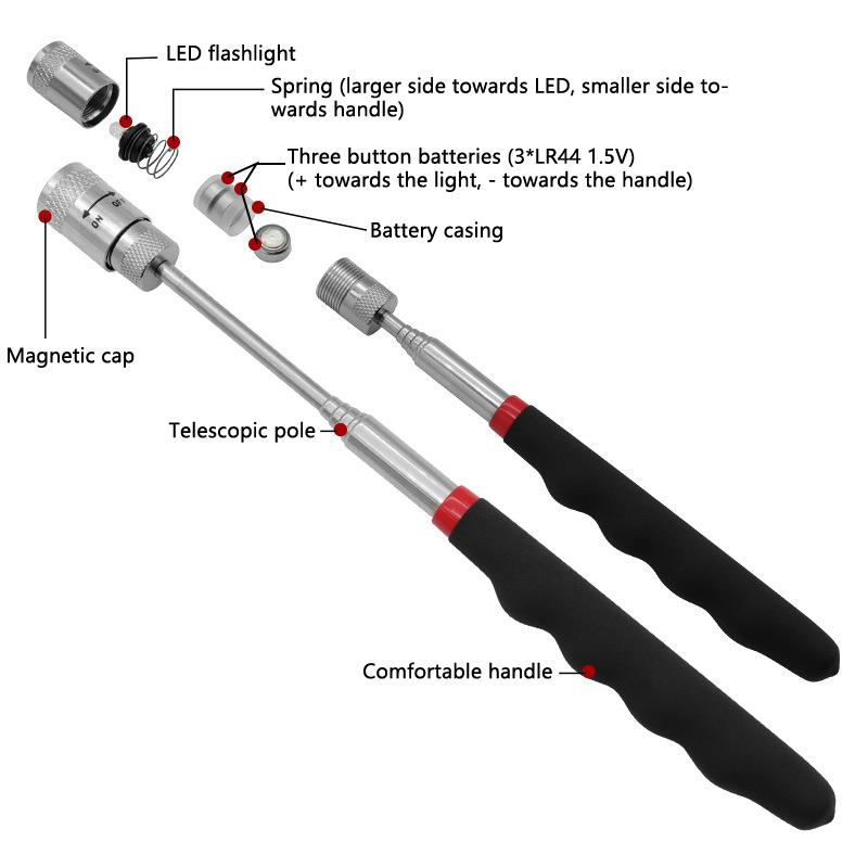 Telescopic Magnetic Pen Portable Metalworking Handy Tool Magnet Capacity For Picking Up Nut Bolt Adjustable Pickup Rod Stick