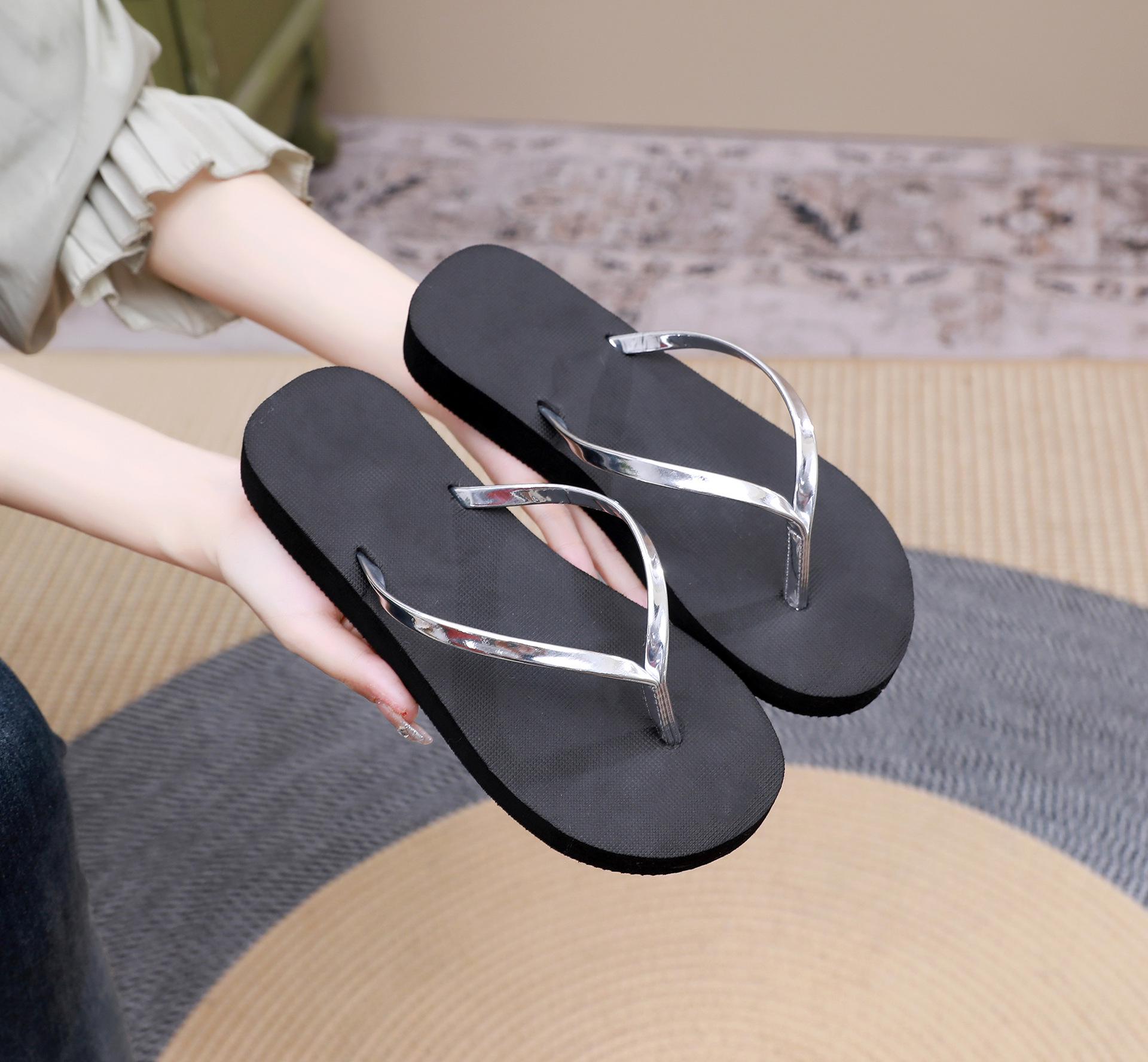 

Women s Summer Cross-border Wedge Flip-Flops: PU Thin Strap, Non-Slip Beach Sandals 40