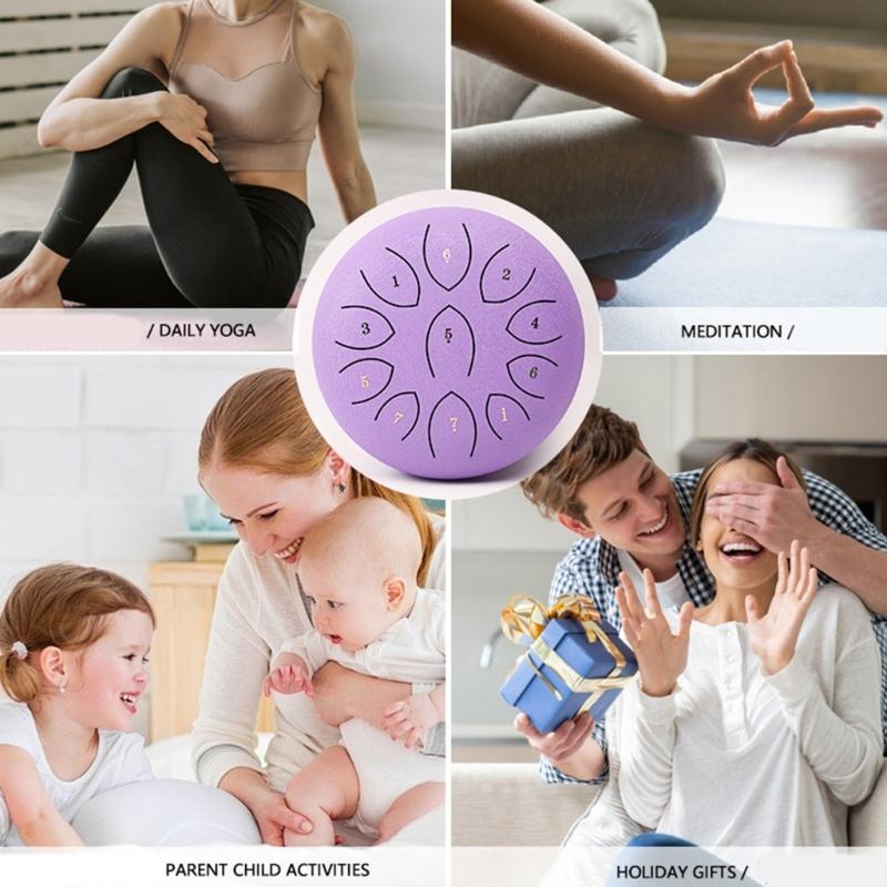 Ethereal Drum Percussions Instrument 11 Note Steel Tongue Drum for Adults Beginner Kids Handpans Drum with Drumstick