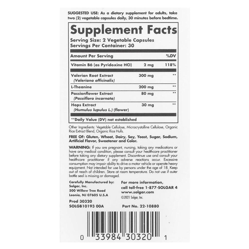 Solgar, Sleep & Stress Support, 60 Veggie Capsules