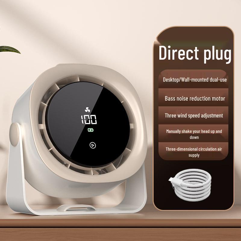 New USB Rechargeable Silent Touchscreen Wall-Mount & Desktop Fan for Dorms 182 x 93 x 200 mm