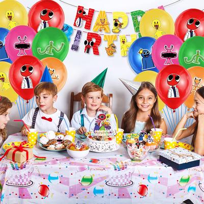 Rainbow Friends Birthday Decorations Include Banner Cake Topper Balloons for Kid