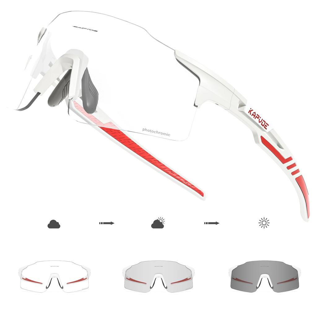 Kapvoe Photochromic Cycling Glasses MTB Cycling Sunglasses Outdoor Bike Eyewear Sports Glasses UV400 Bicycle Goggles Eyepieces