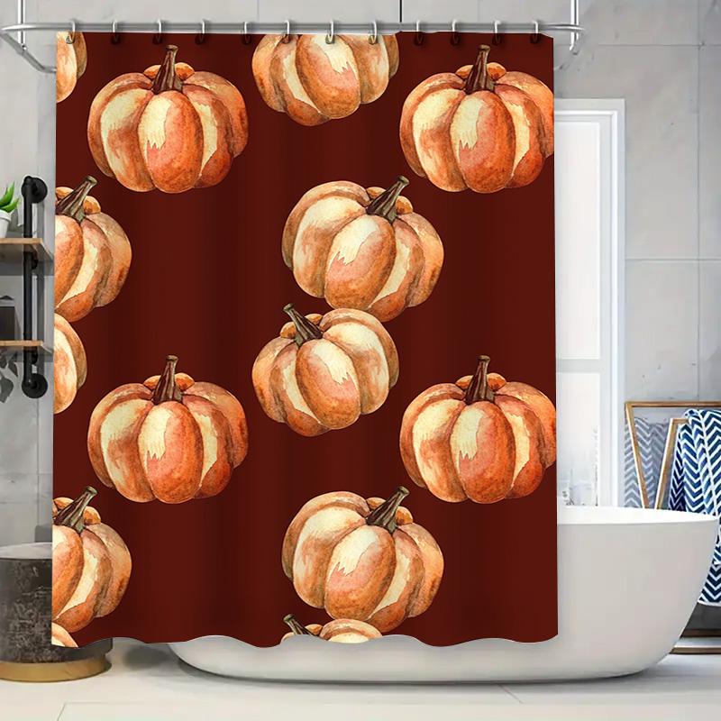 Tuniu Watercolor Pumpkins Shower Curtain Cute Fall Bathroom Decor Halloween Gift Idea