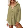 Fashion Women Color Casual Loose Cardigan Button Top T-shirt Long Sleeve Shirt
